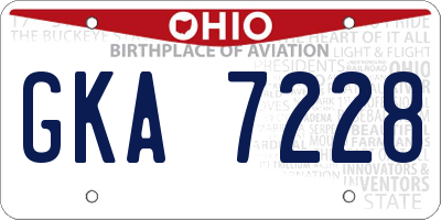 OH license plate GKA7228