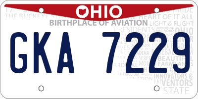OH license plate GKA7229
