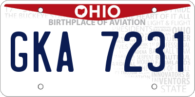 OH license plate GKA7231