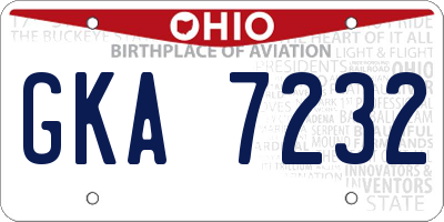OH license plate GKA7232