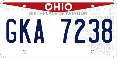 OH license plate GKA7238