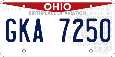 OH license plate GKA7250