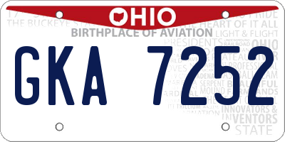 OH license plate GKA7252