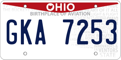 OH license plate GKA7253