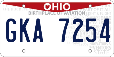 OH license plate GKA7254