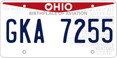 OH license plate GKA7255