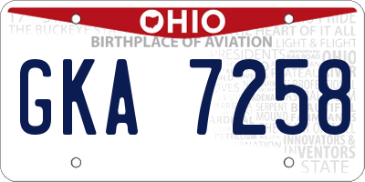 OH license plate GKA7258