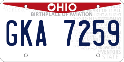 OH license plate GKA7259