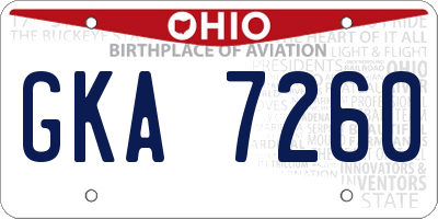 OH license plate GKA7260