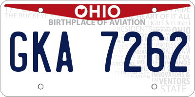 OH license plate GKA7262