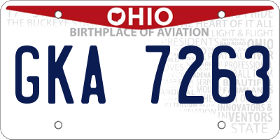 OH license plate GKA7263