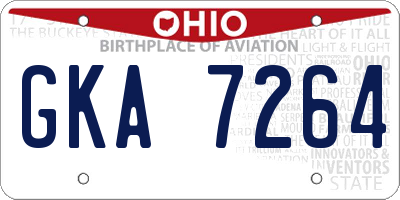 OH license plate GKA7264