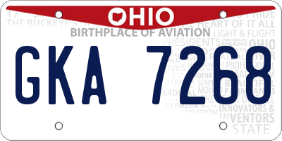 OH license plate GKA7268