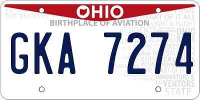 OH license plate GKA7274