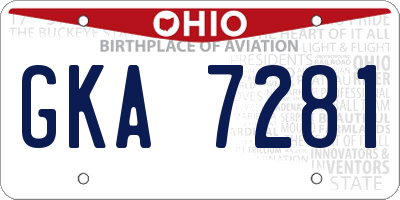 OH license plate GKA7281