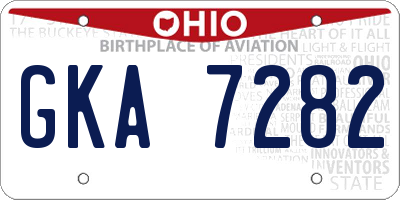 OH license plate GKA7282
