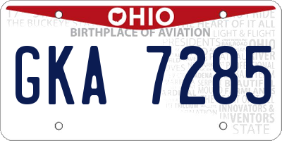 OH license plate GKA7285