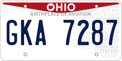 OH license plate GKA7287
