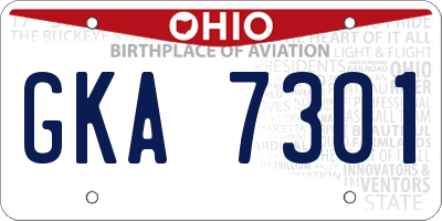 OH license plate GKA7301