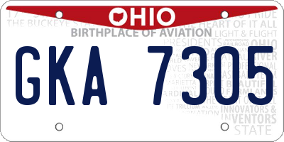 OH license plate GKA7305