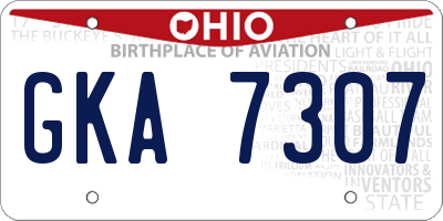 OH license plate GKA7307