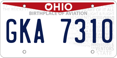 OH license plate GKA7310
