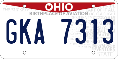 OH license plate GKA7313
