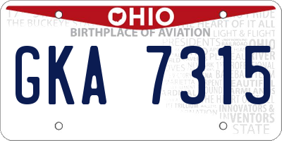 OH license plate GKA7315