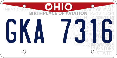 OH license plate GKA7316