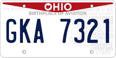 OH license plate GKA7321