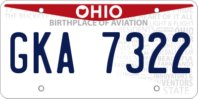 OH license plate GKA7322