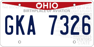 OH license plate GKA7326