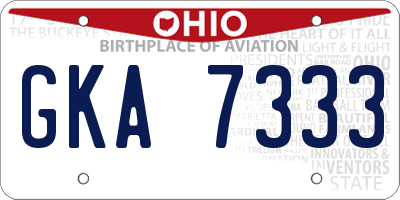 OH license plate GKA7333