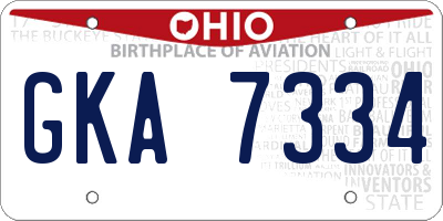 OH license plate GKA7334