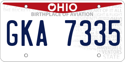 OH license plate GKA7335