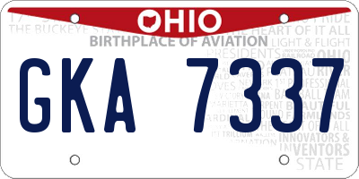 OH license plate GKA7337
