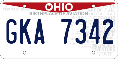OH license plate GKA7342