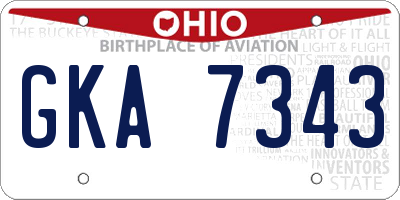 OH license plate GKA7343