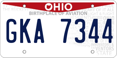 OH license plate GKA7344