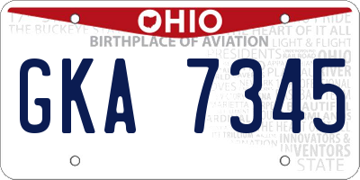 OH license plate GKA7345