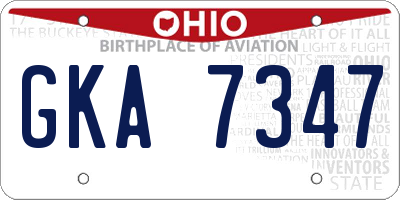 OH license plate GKA7347