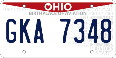 OH license plate GKA7348