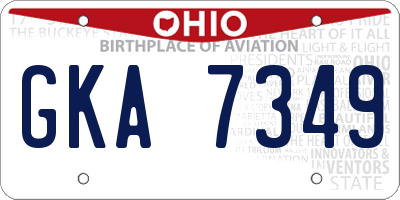 OH license plate GKA7349