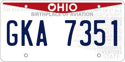 OH license plate GKA7351