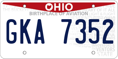 OH license plate GKA7352