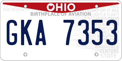 OH license plate GKA7353