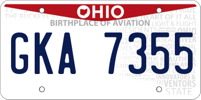 OH license plate GKA7355