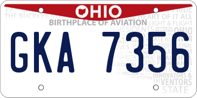 OH license plate GKA7356