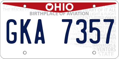 OH license plate GKA7357