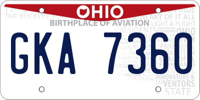 OH license plate GKA7360
